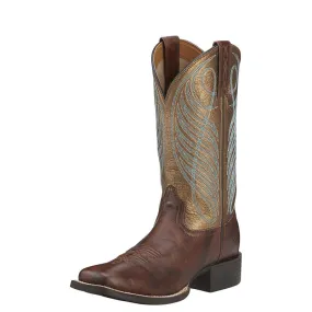 Ariat Women's Round Up Wide Square Toe Western Boot - Yukon Brown