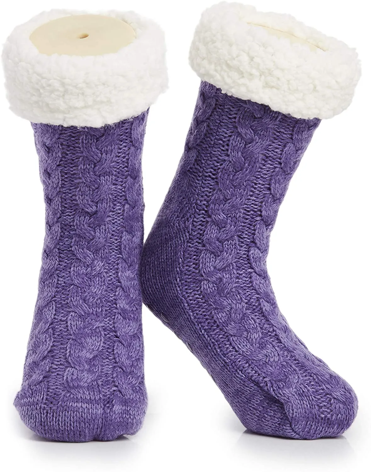 CityComfort Knitted Fluffy Slipper Socks for Women and Men