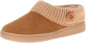 Clarks Cinnamon Knitted Collar Winter Clog Rounded Closed Toe Slipper-Wide