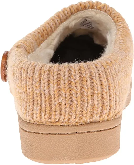 Clarks Cinnamon Knitted Collar Winter Clog Rounded Closed Toe Slipper-Wide