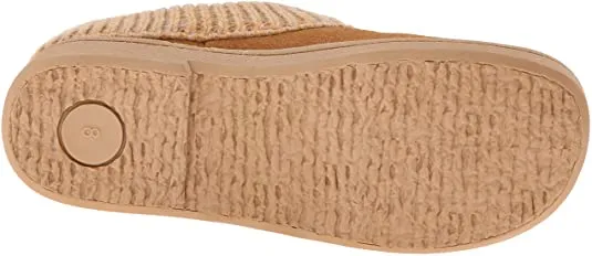 Clarks Cinnamon Knitted Collar Winter Clog Rounded Closed Toe Slipper-Wide
