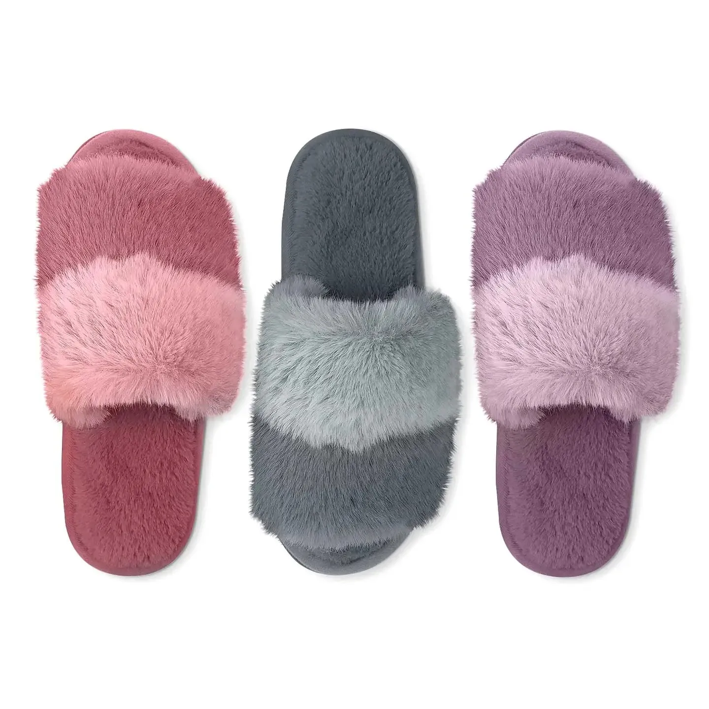 Cotton Candy Puff Slippers - Berry