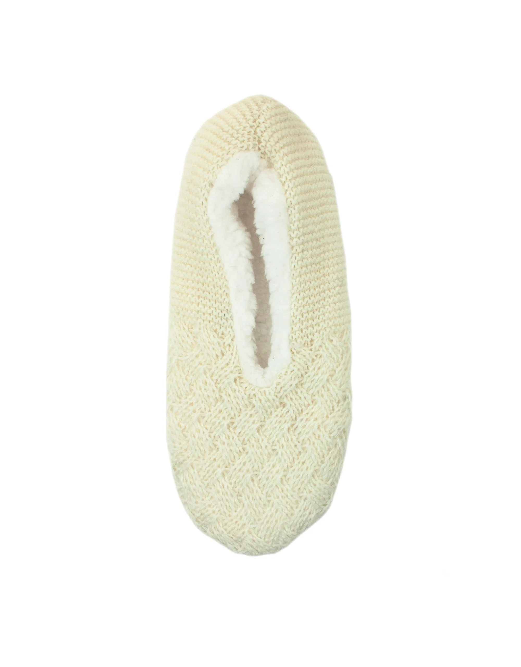 Crochet Sherpa Lined Slipper - Cream
