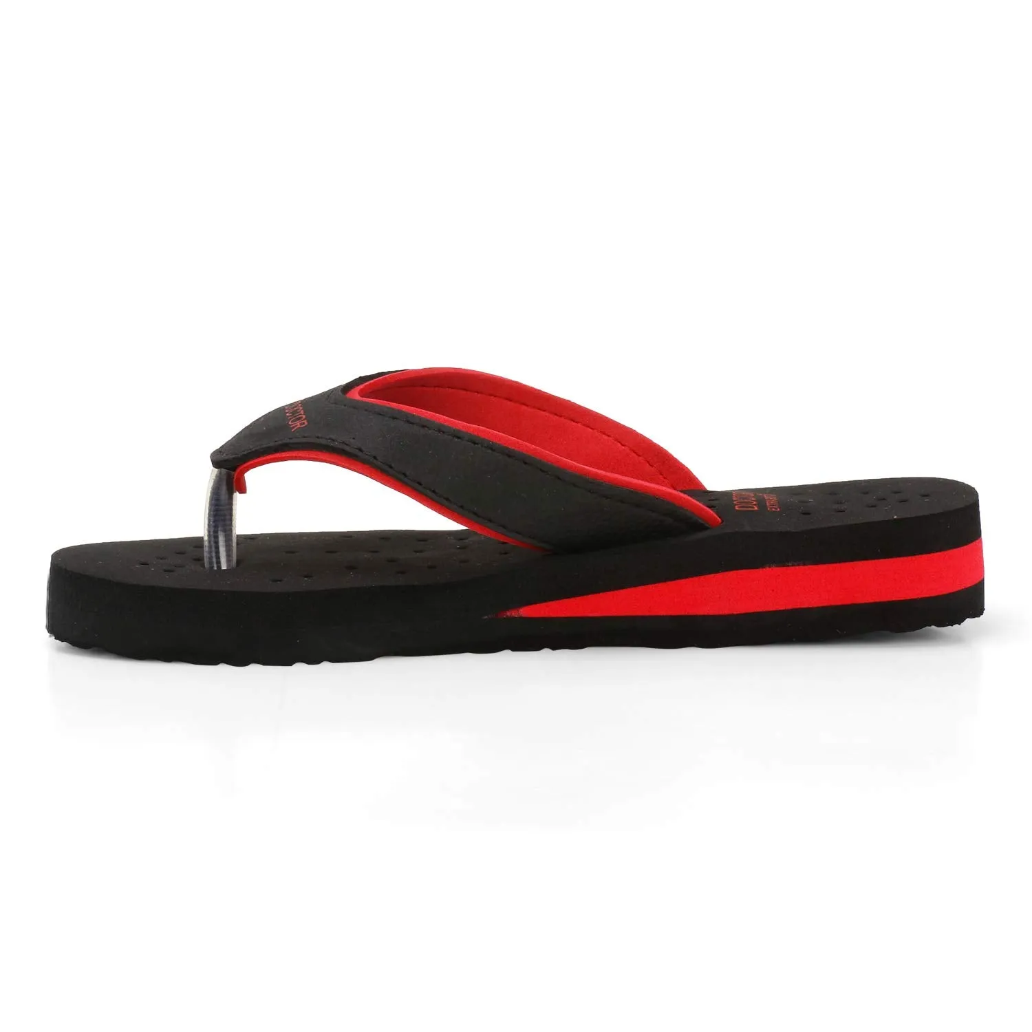 DOCTOR EXTRA SOFT Care Diabetic Orthopedic Pregnancy Flat Super Comfort Dr Flipflops and House Slippers For Women's and Girl's D-18-Black Red 3 UK