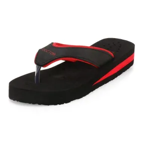 DOCTOR EXTRA SOFT Care Diabetic Orthopedic Pregnancy Flat Super Comfort Dr Flipflops and House Slippers For Women's and Girl's D-18-Black Red 3 UK