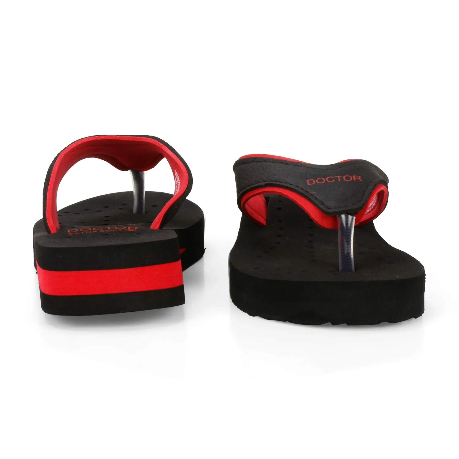 DOCTOR EXTRA SOFT Care Diabetic Orthopedic Pregnancy Flat Super Comfort Dr Flipflops and House Slippers For Women's and Girl's D-18-Black Red 3 UK