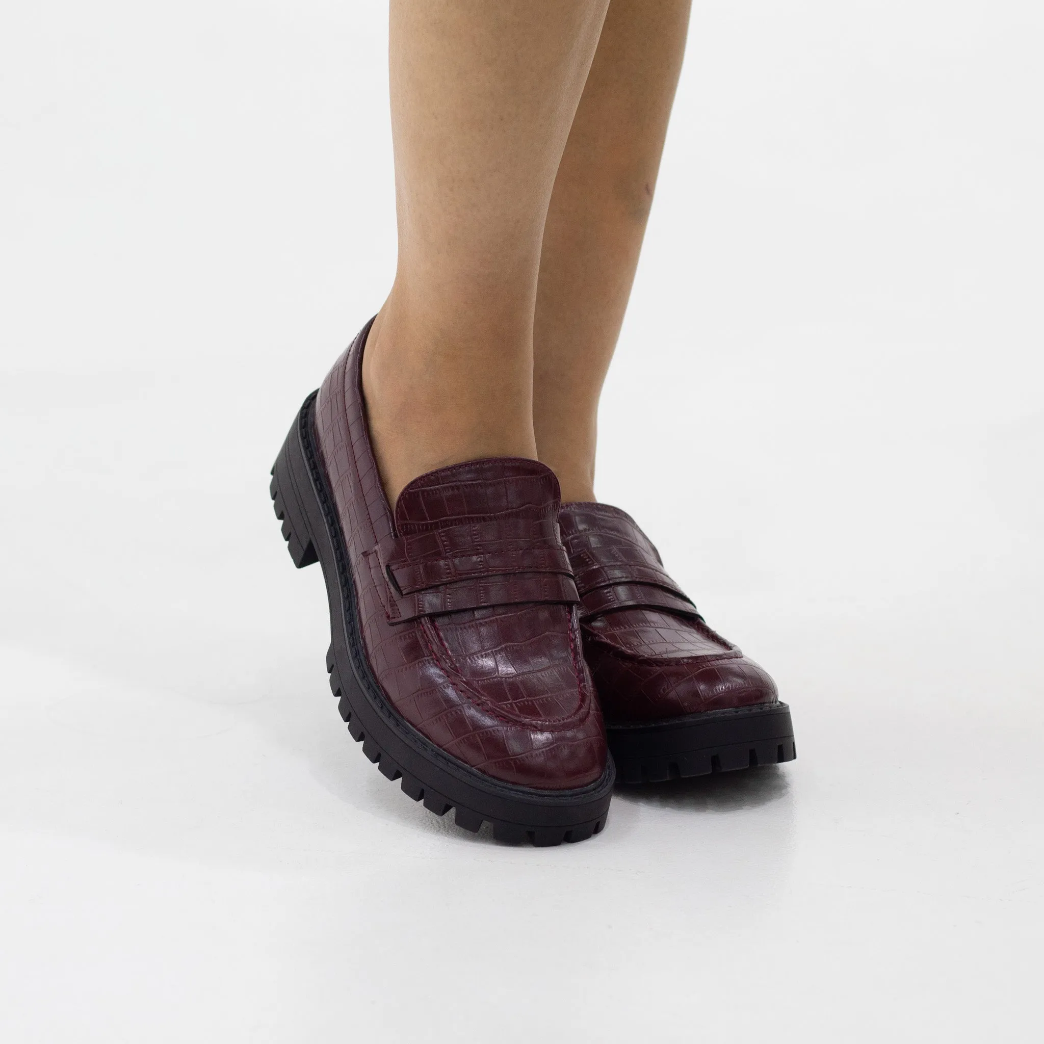 Dofa faux croc embellished leather loafers