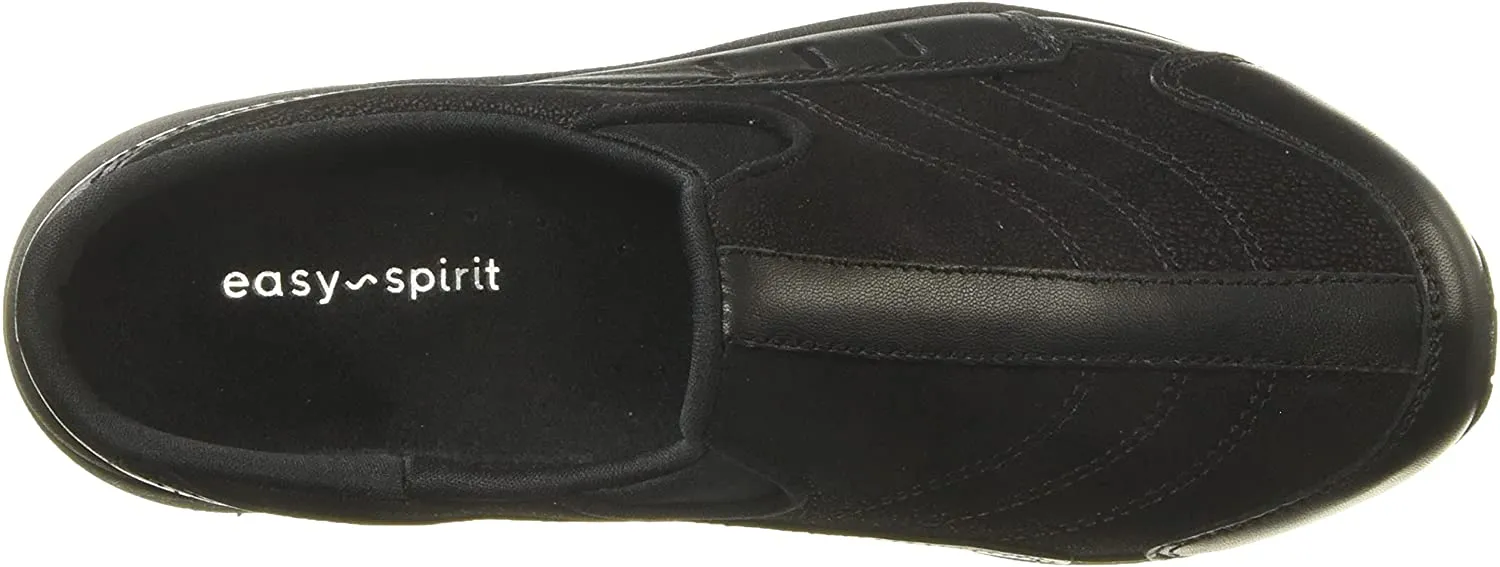 Easy Spirit Travel Time Round Closed-Toe Slip On Mule Clog Black (7.5, Black)
