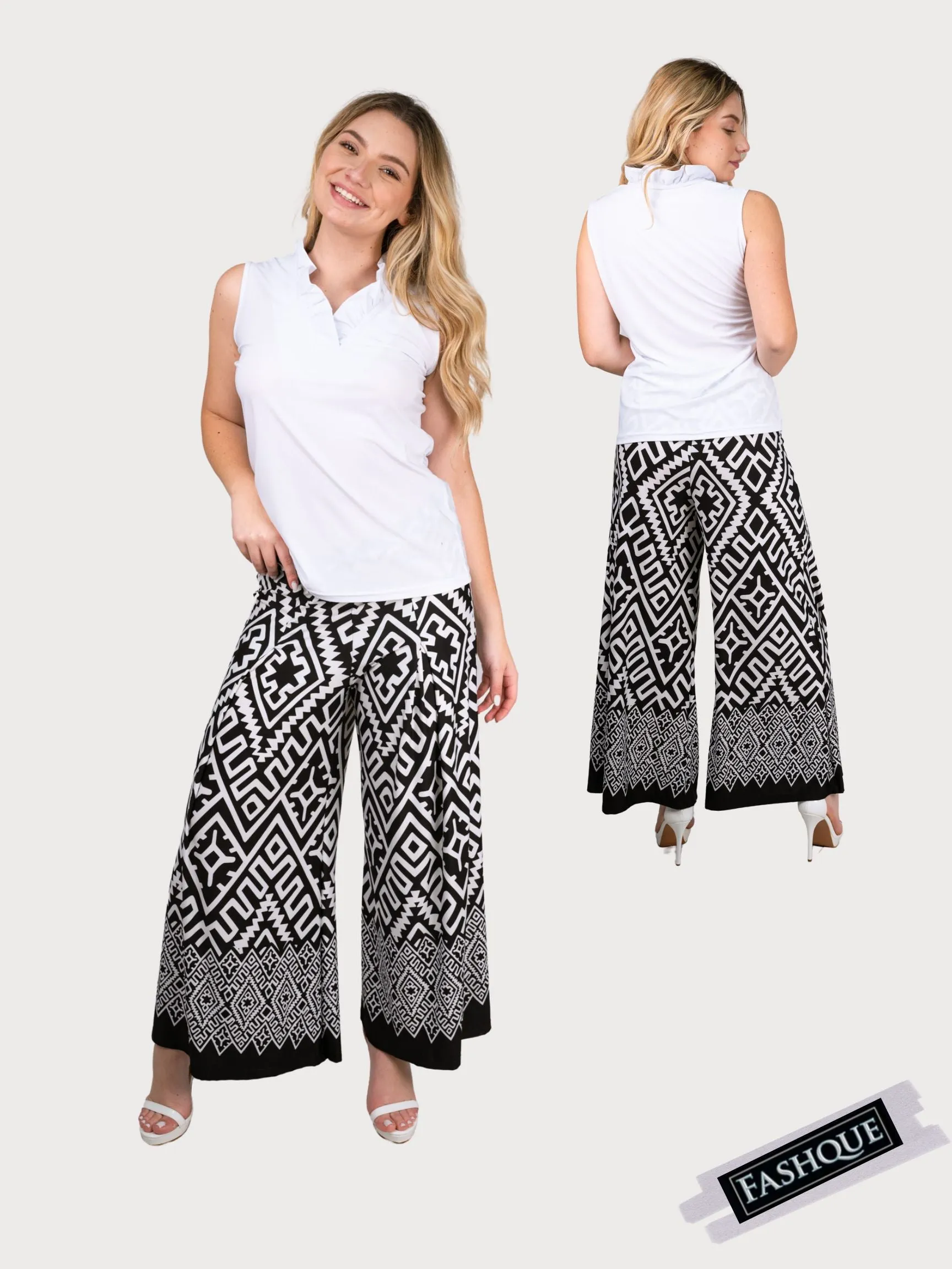 FASHQUE - Pull On Pleated Front Gaucho - P040