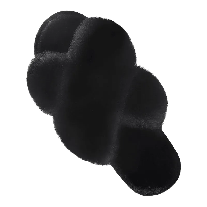 Faux Fur Cross Slippers – Soft and Lightweight Fit