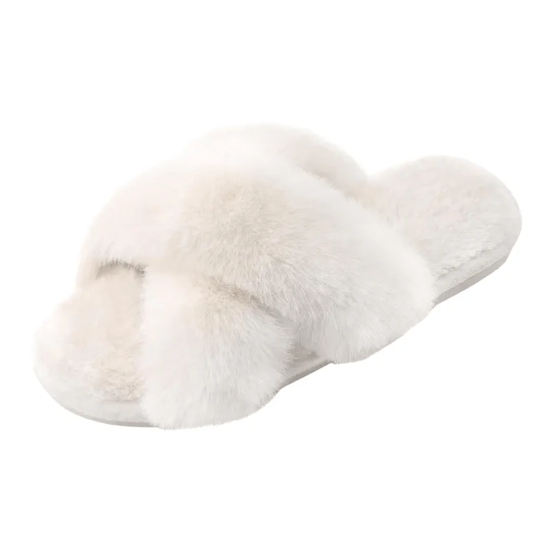 Faux Fur Cross Slippers – Soft and Lightweight Fit