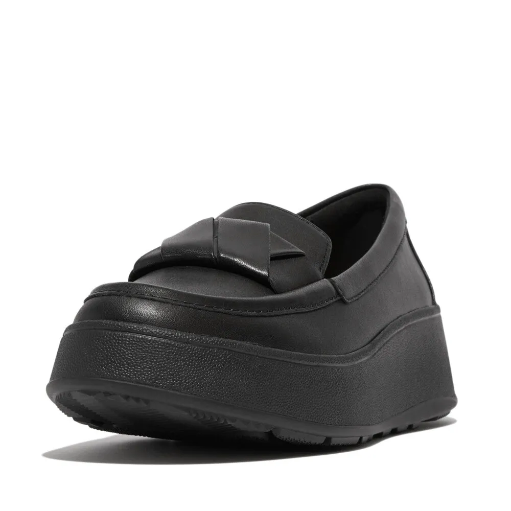 FitFlop F-mode Folded-Leather Flatform Loafers Black