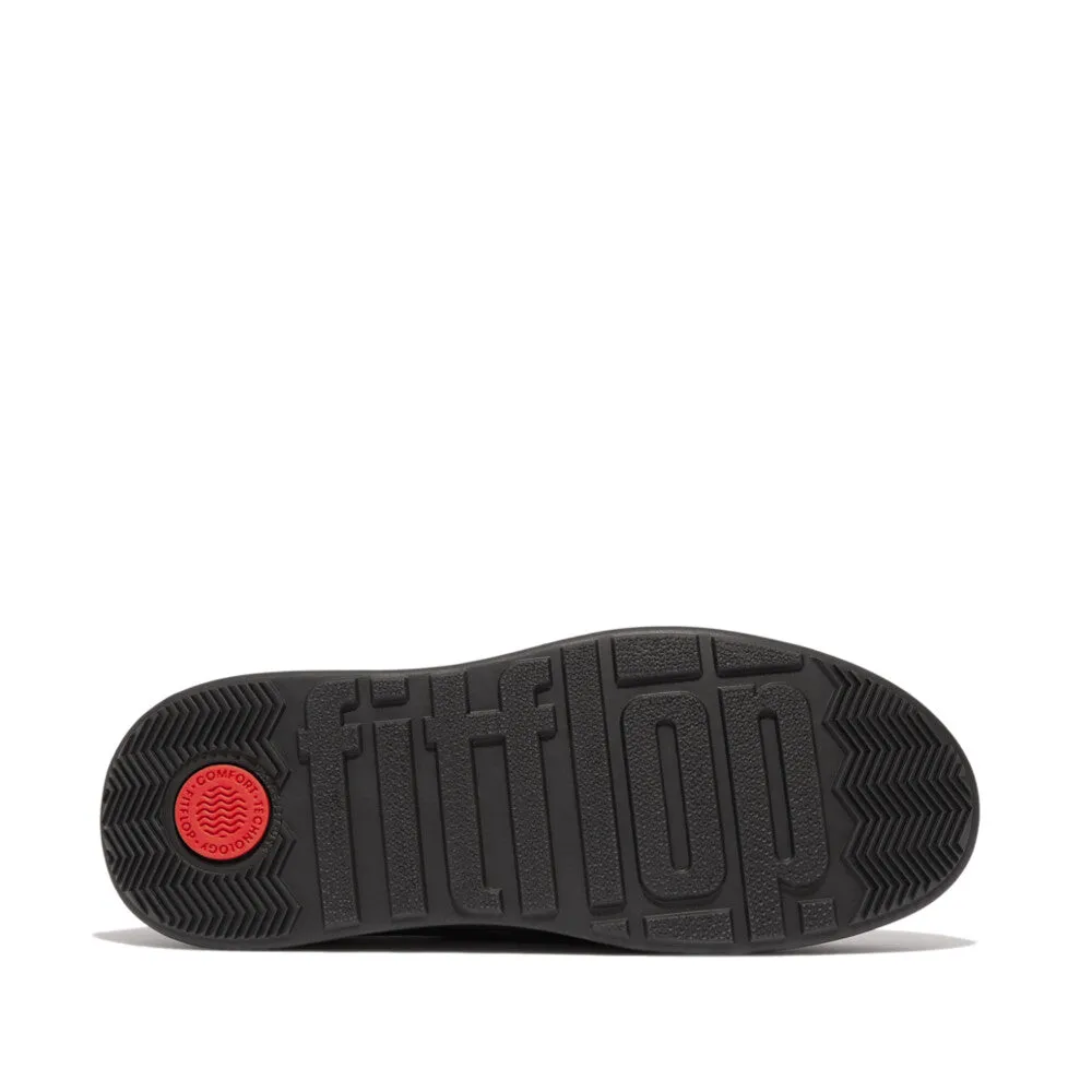 FitFlop F-mode Folded-Leather Flatform Loafers Black