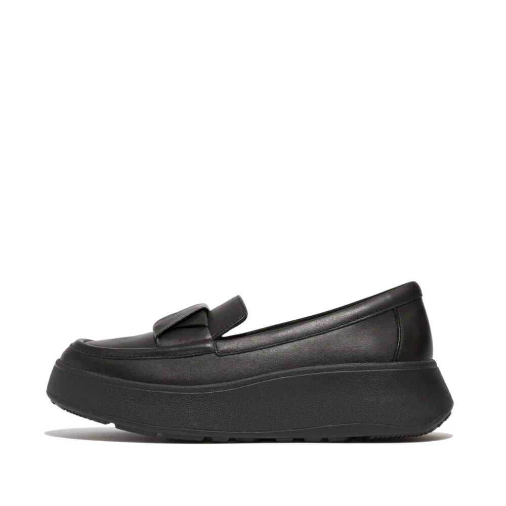 FitFlop F-mode Folded-Leather Flatform Loafers Black