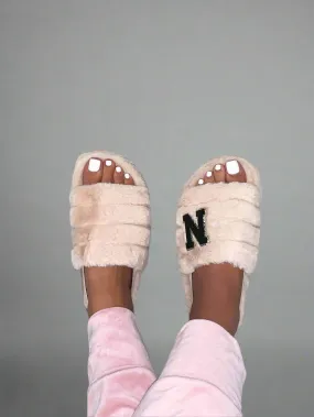 Fluffy Sling Back Slipper / Nude
