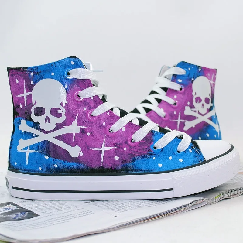 Galaxy Skull High Top Canvas Shoes Luminous Sneaker Sports Skull Shoes