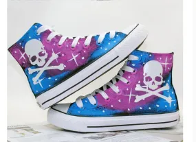 Galaxy Skull High Top Canvas Shoes Luminous Sneaker Sports Skull Shoes