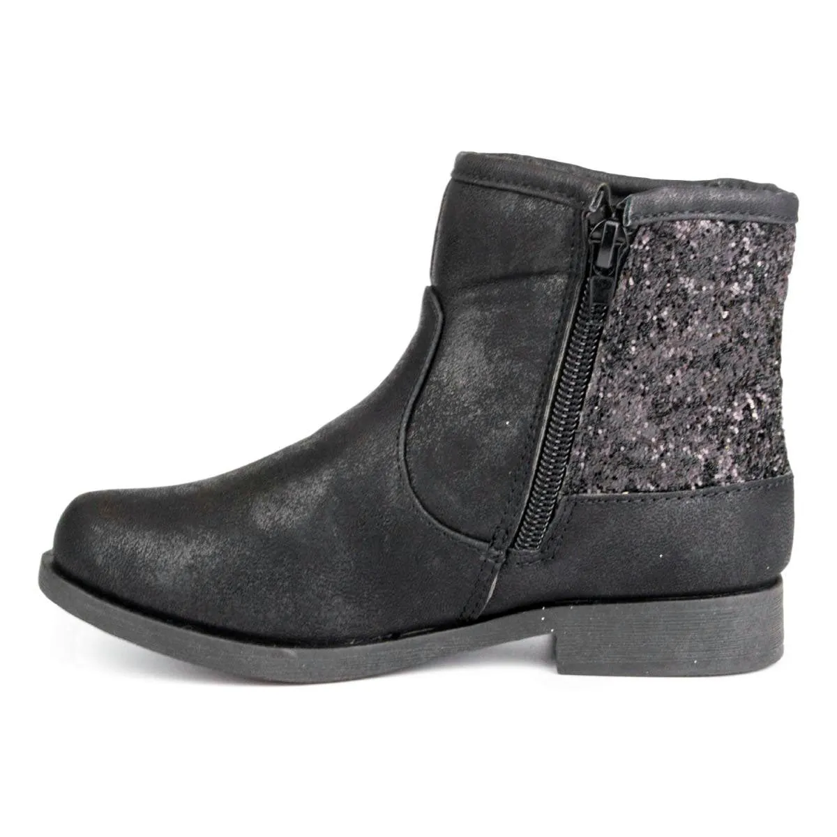 Girls Black Zip Up Ankle Boot