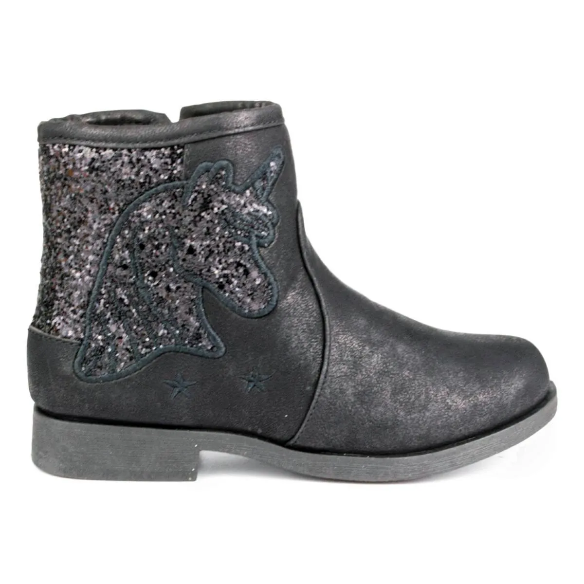 Girls Black Zip Up Ankle Boot