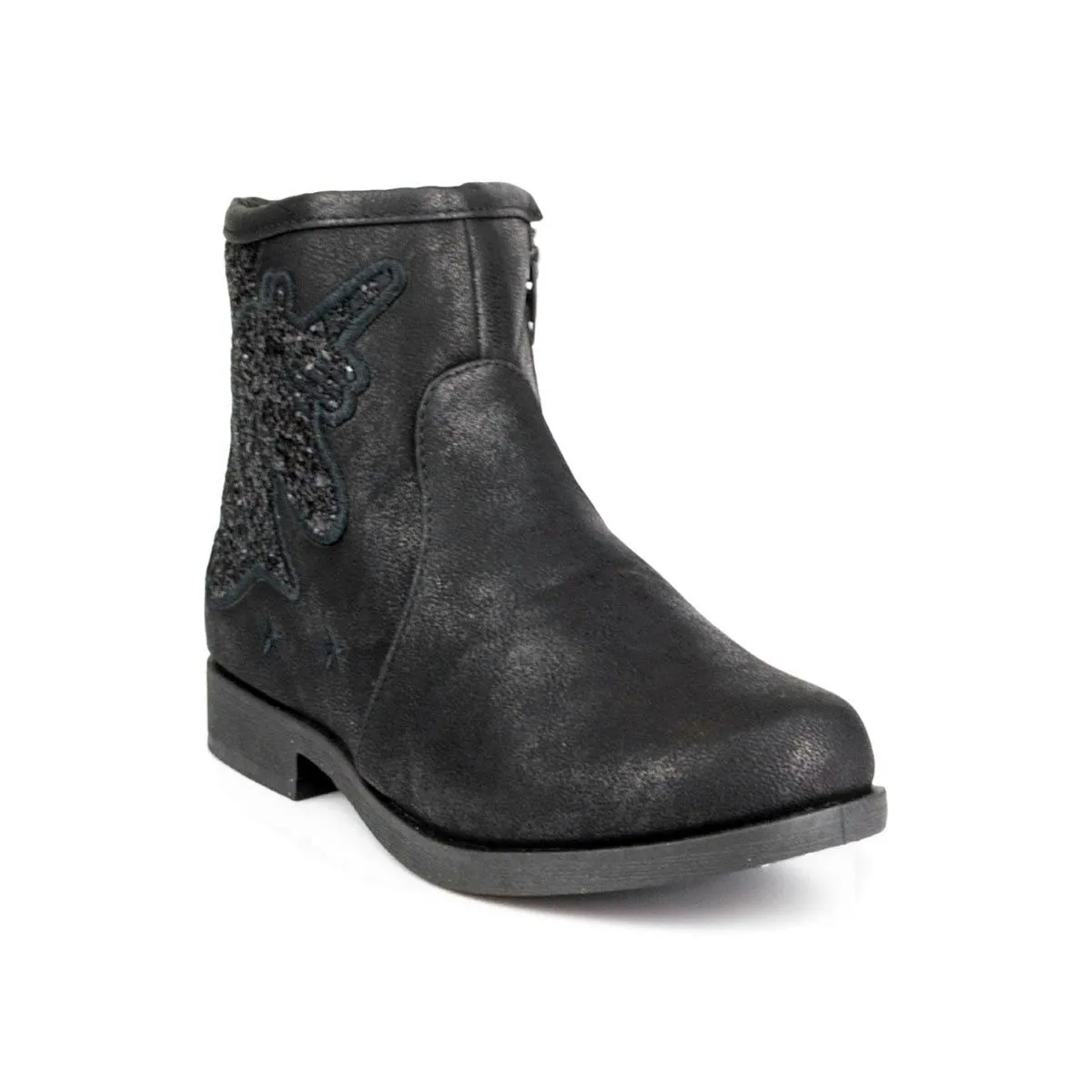 Girls Black Zip Up Ankle Boot