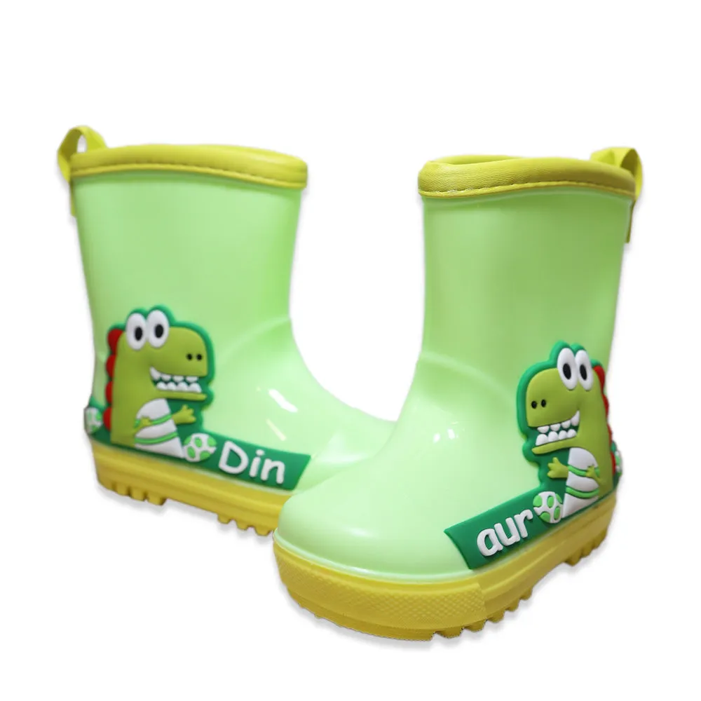 Green Dinosaur Rain Gumboots