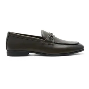Green Leather Panel Loafers
