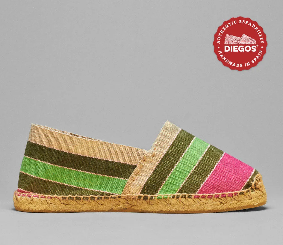 Green stripes espadrilles