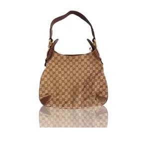 GUCCI GG CREOLE CANVAS LEATHER HOBO BAG