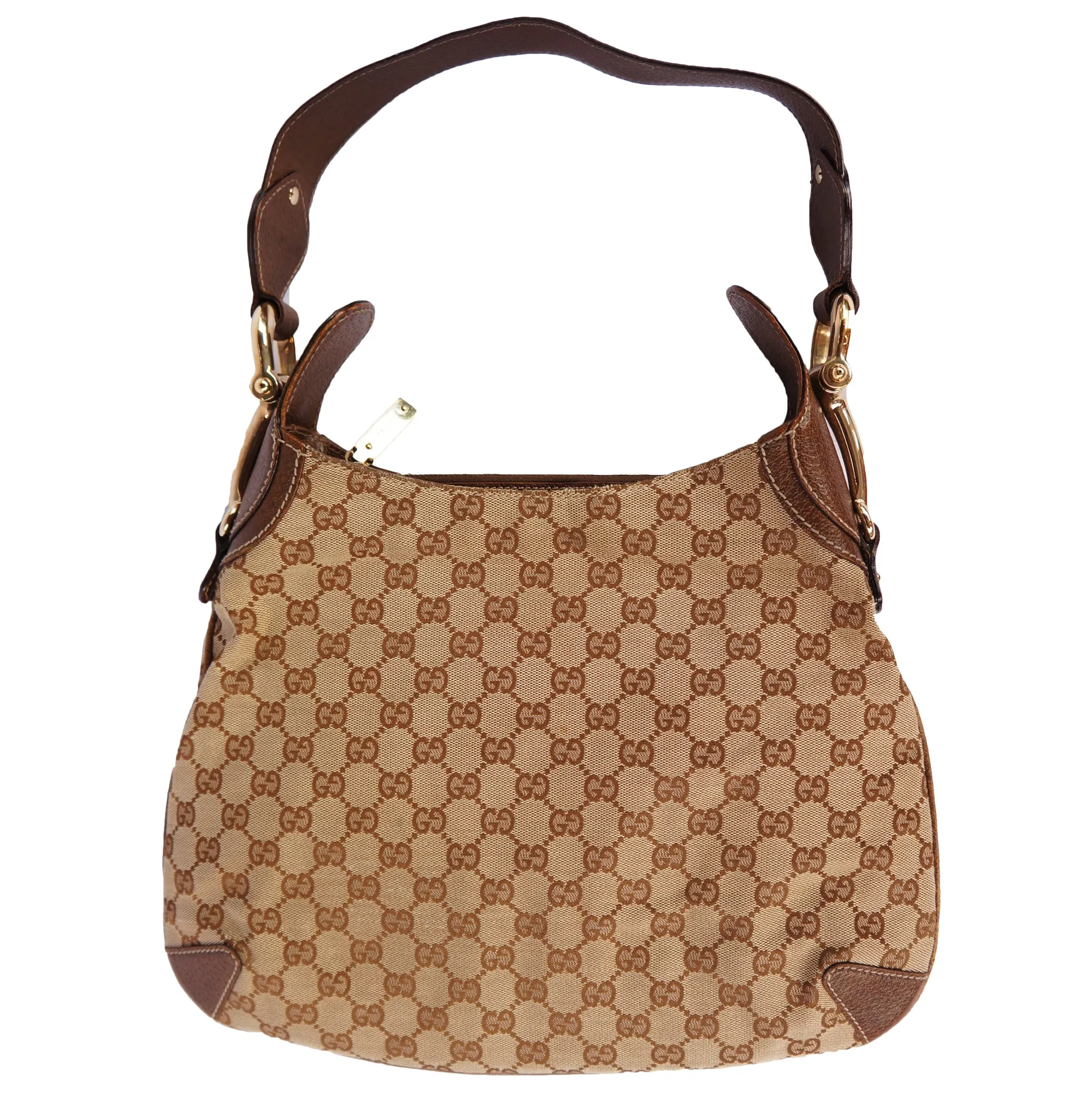 GUCCI GG CREOLE CANVAS LEATHER HOBO BAG