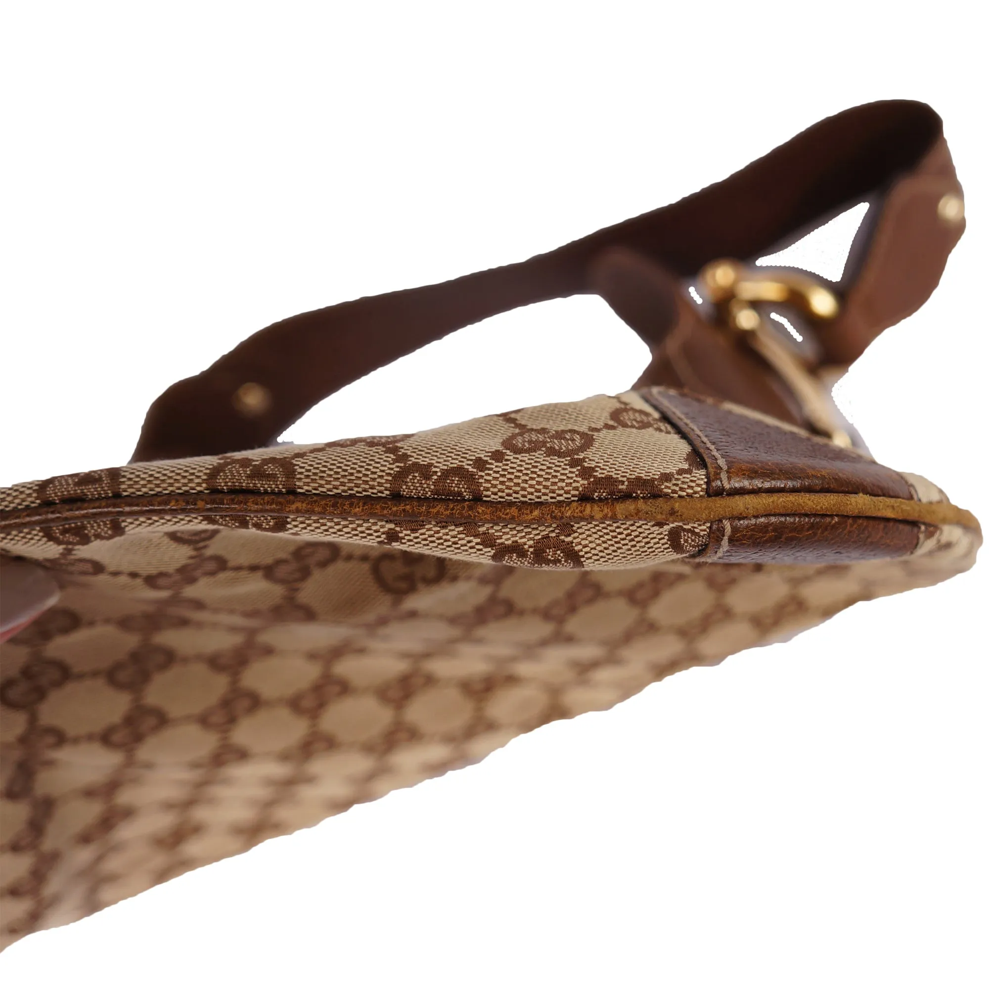 GUCCI GG CREOLE CANVAS LEATHER HOBO BAG