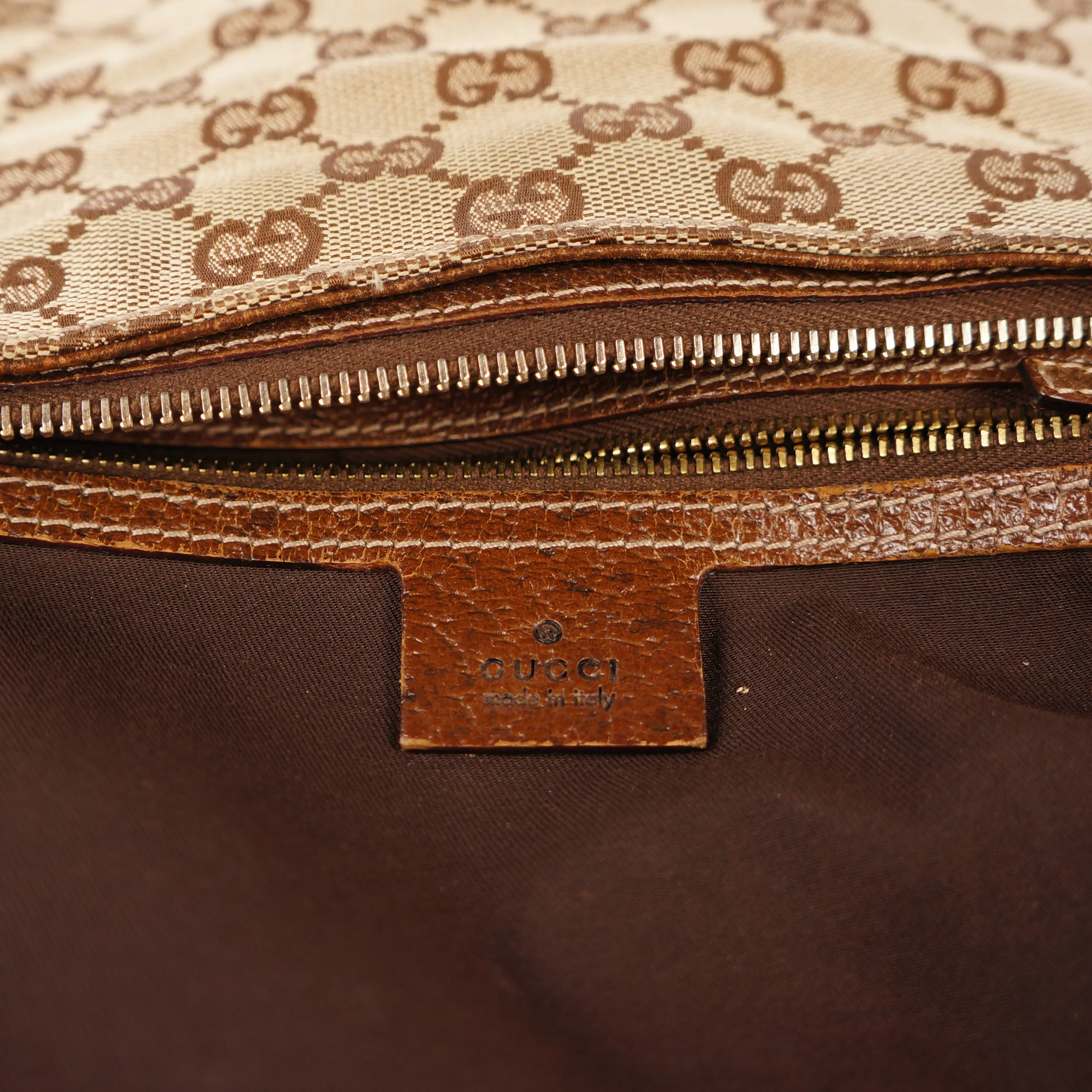 GUCCI GG CREOLE CANVAS LEATHER HOBO BAG