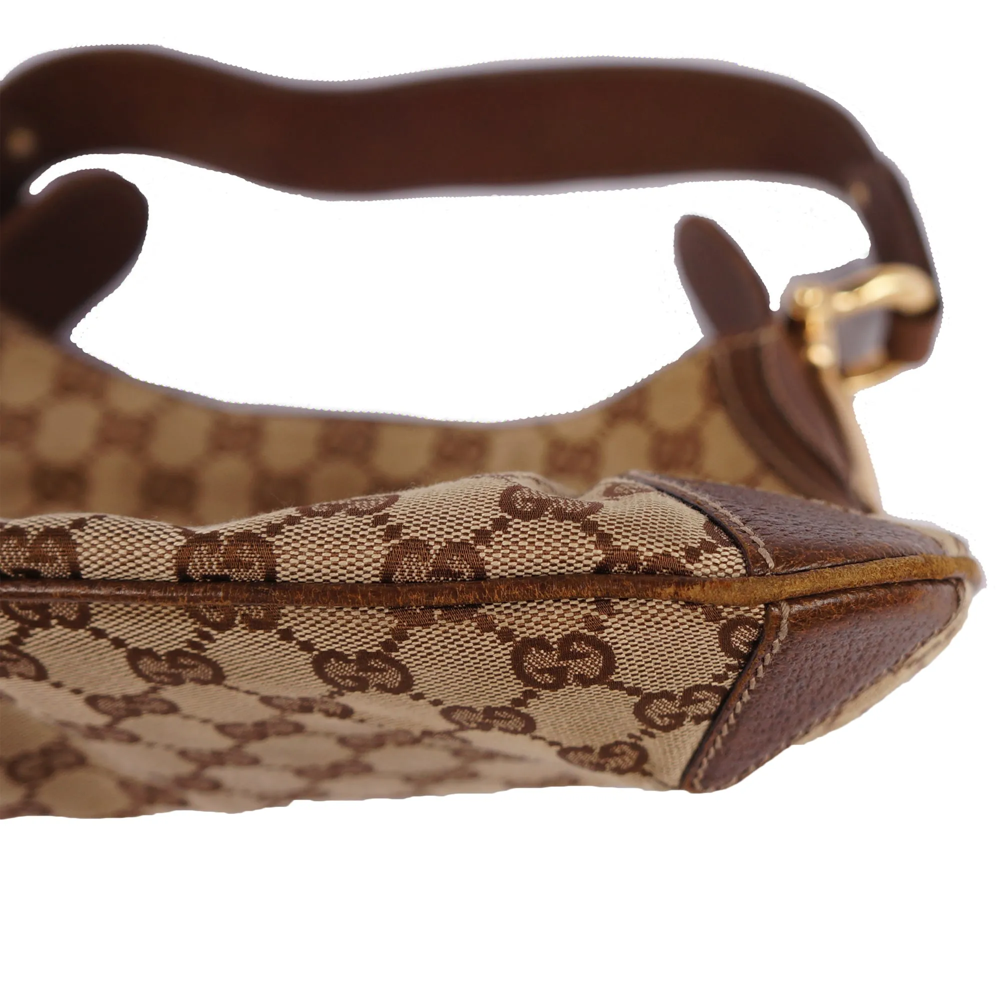 GUCCI GG CREOLE CANVAS LEATHER HOBO BAG