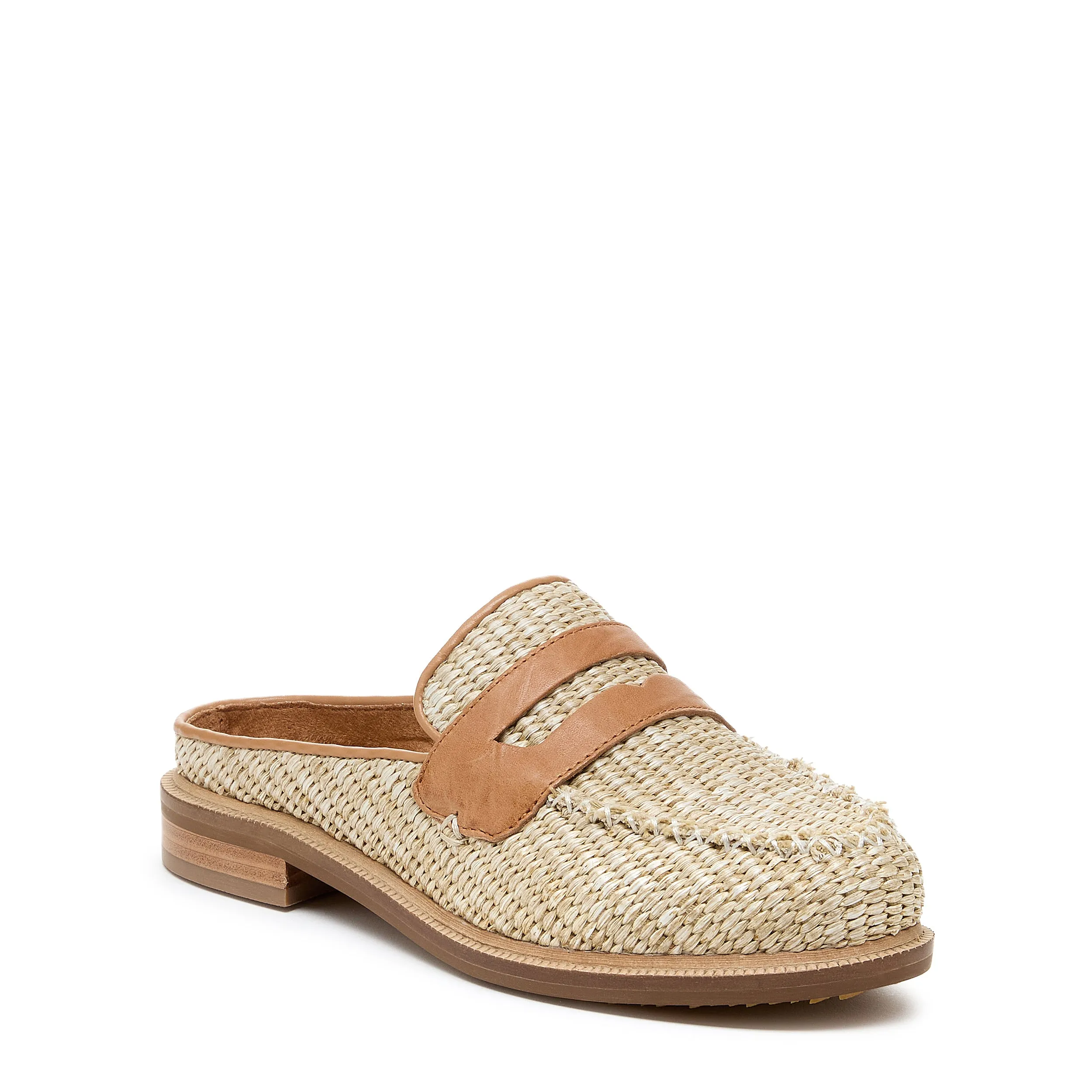 Lock Natural Raffia Loafer Mules