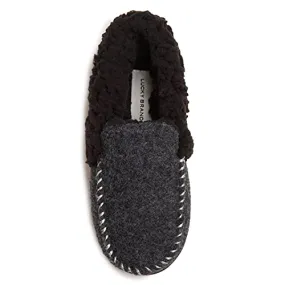 Lucky Brand Boy's Faux Wool A-line House Shoes for Kids, Memory Foam Slippers