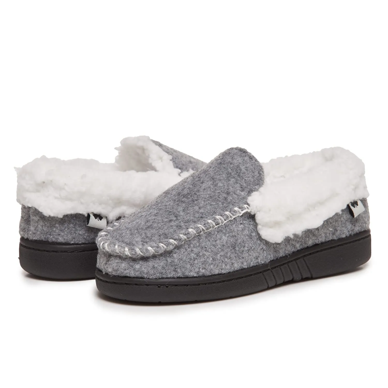 Lucky Brand Boy's Faux Wool A-line House Shoes for Kids, Memory Foam Slippers