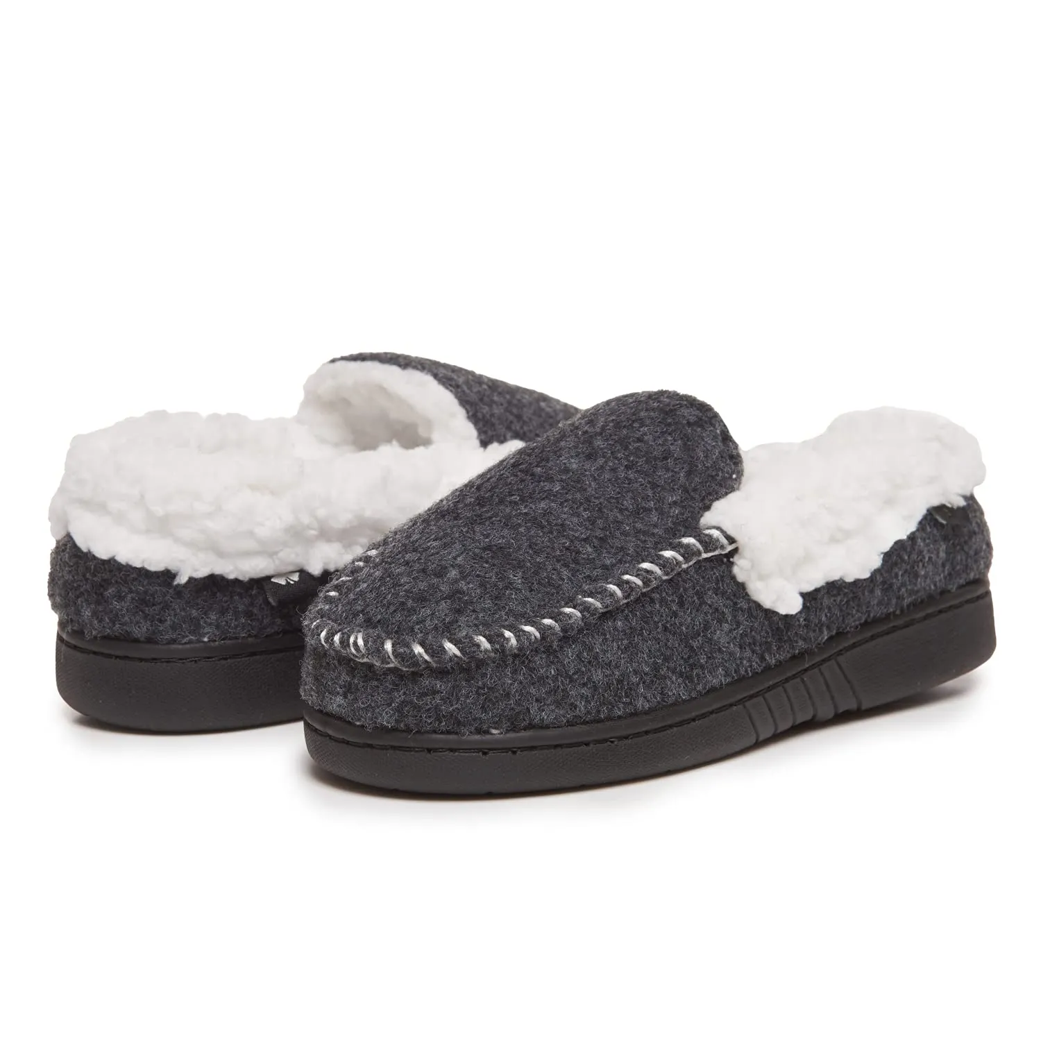 Lucky Brand Boy's Faux Wool A-line House Shoes for Kids, Memory Foam Slippers
