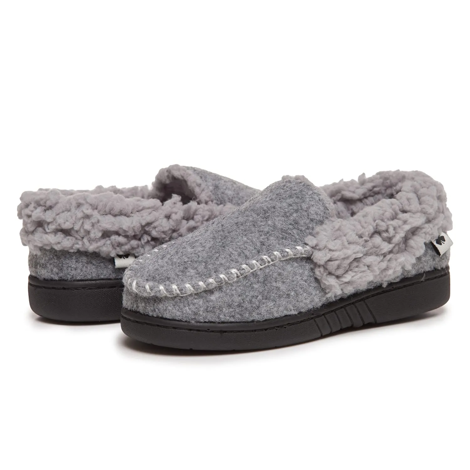 Lucky Brand Boy's Faux Wool A-line House Shoes for Kids, Memory Foam Slippers