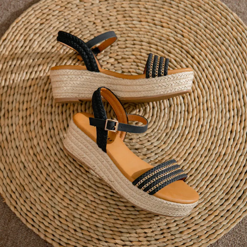 SIKETU | Straw Platform Open Toe Sandals