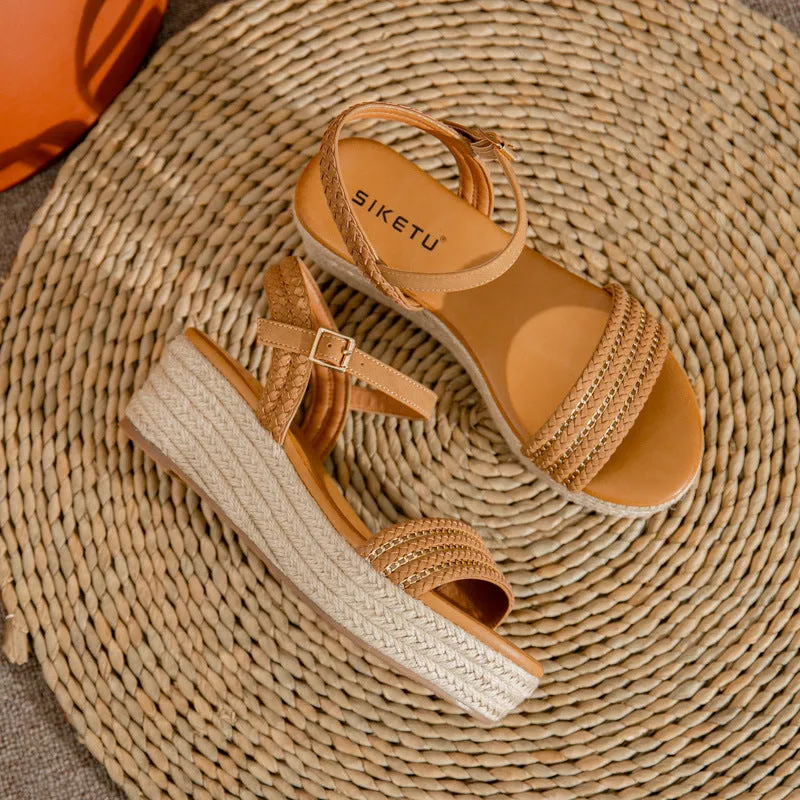 SIKETU | Straw Platform Open Toe Sandals