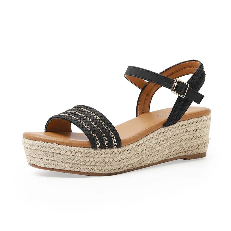 SIKETU | Straw Platform Open Toe Sandals