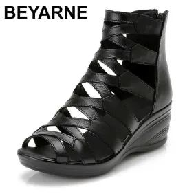 Summer Fashion genuine leather wedges flat sandals