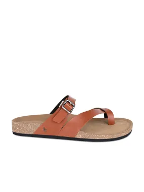 Tan Lightweight Open Toe ring Slip-on Cork Sandal