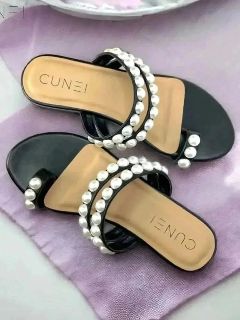 Tan Pearl Open Toe Sandals