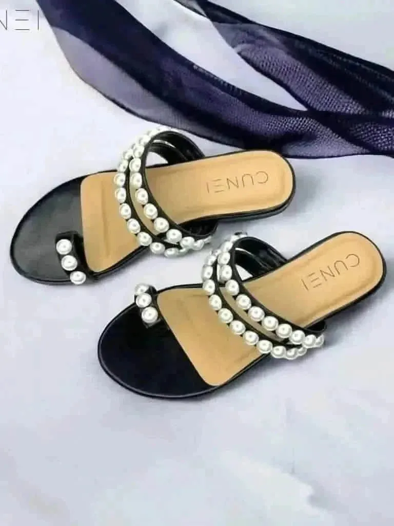 Tan Pearl Open Toe Sandals