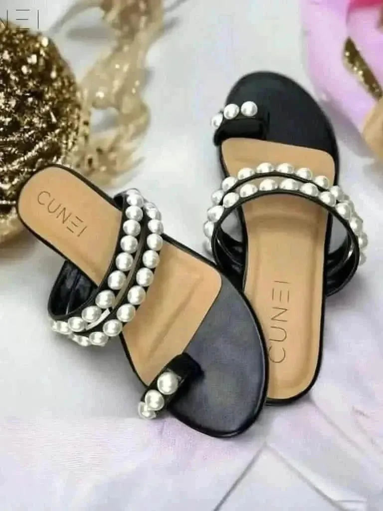 Tan Pearl Open Toe Sandals
