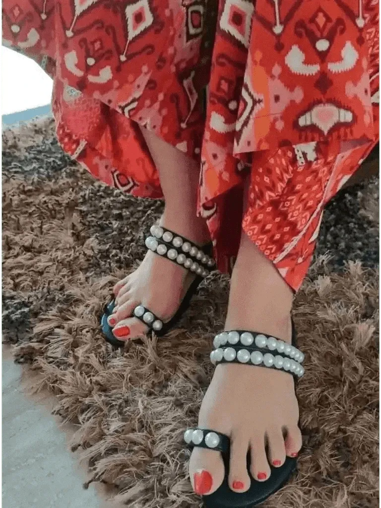 Tan Pearl Open Toe Sandals