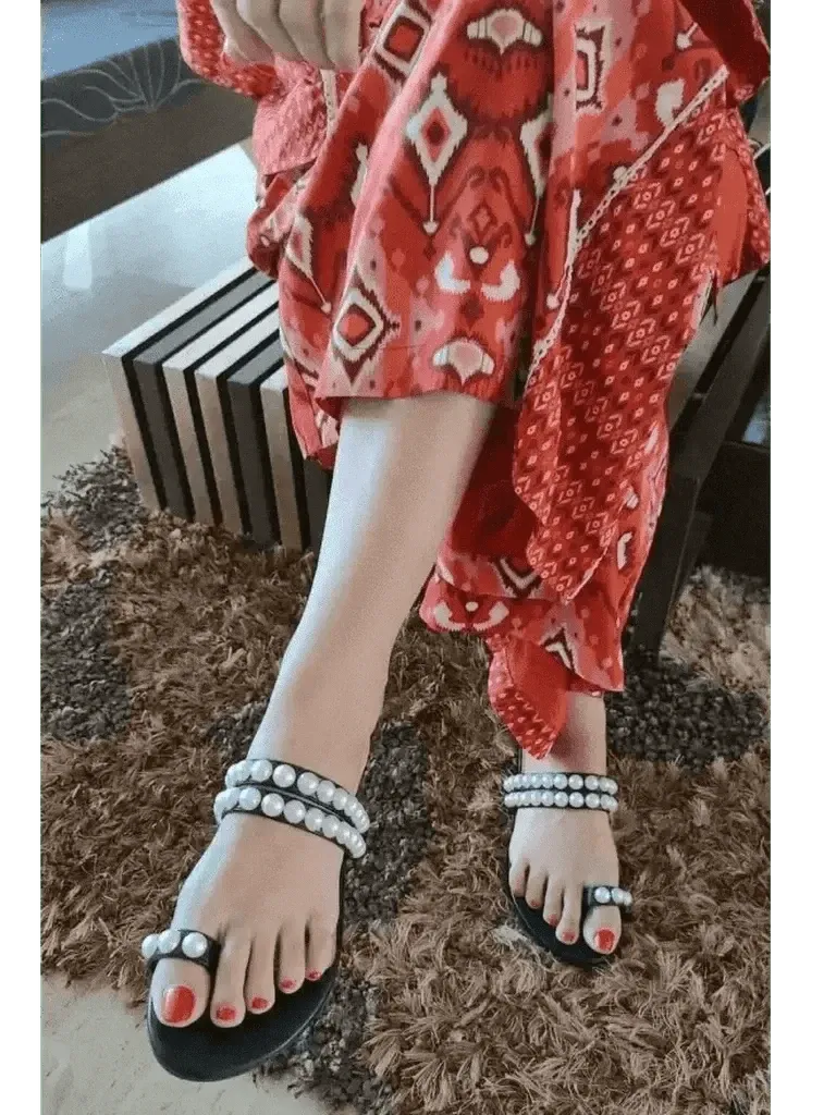 Tan Pearl Open Toe Sandals