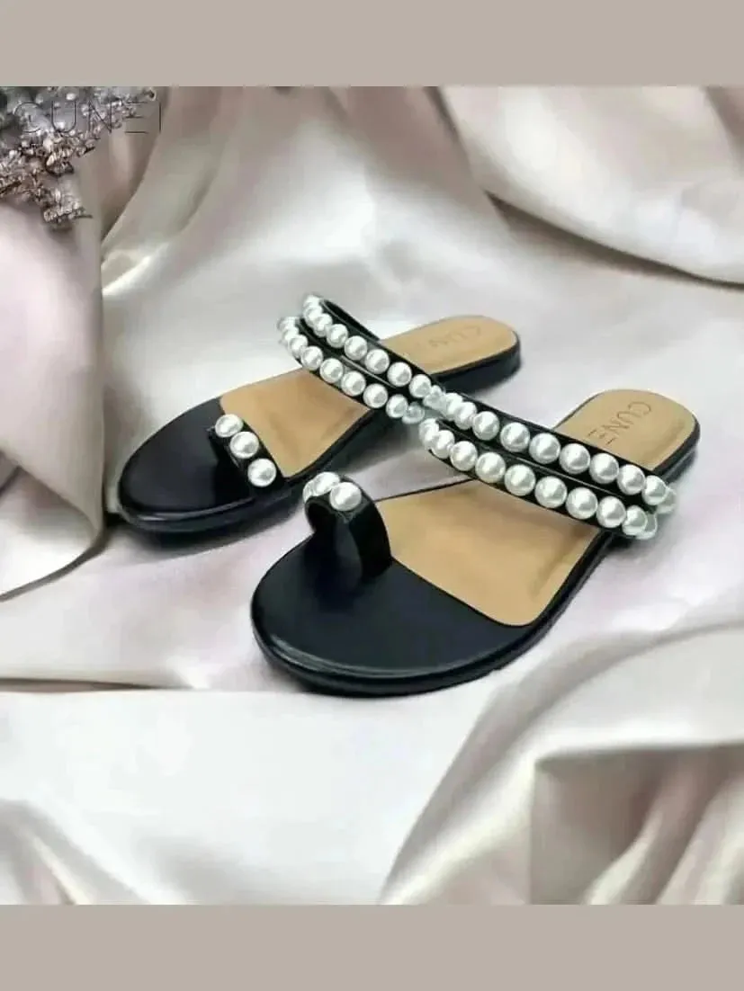 Tan Pearl Open Toe Sandals