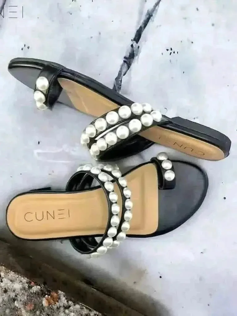 Tan Pearl Open Toe Sandals