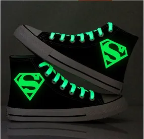 Unisex Superman Shoes Sneakers Luminous Low Tops Kids Canvas Shoes